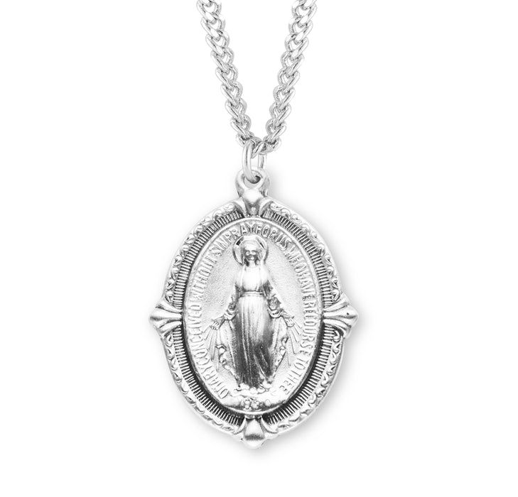 Sterling Silver Oval Miraculous Medal - S115624