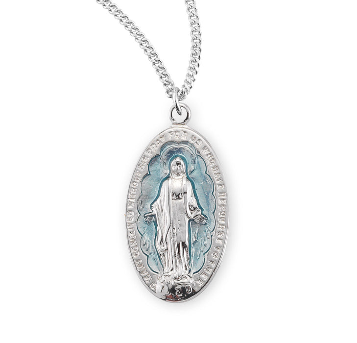 Sterling Silver Light Blue Enameled Miraculous Medal - S1179BL18