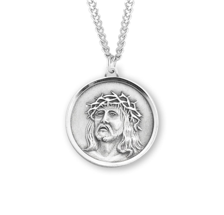 Sterling Silver Christ in Agony Round Medal - S120424