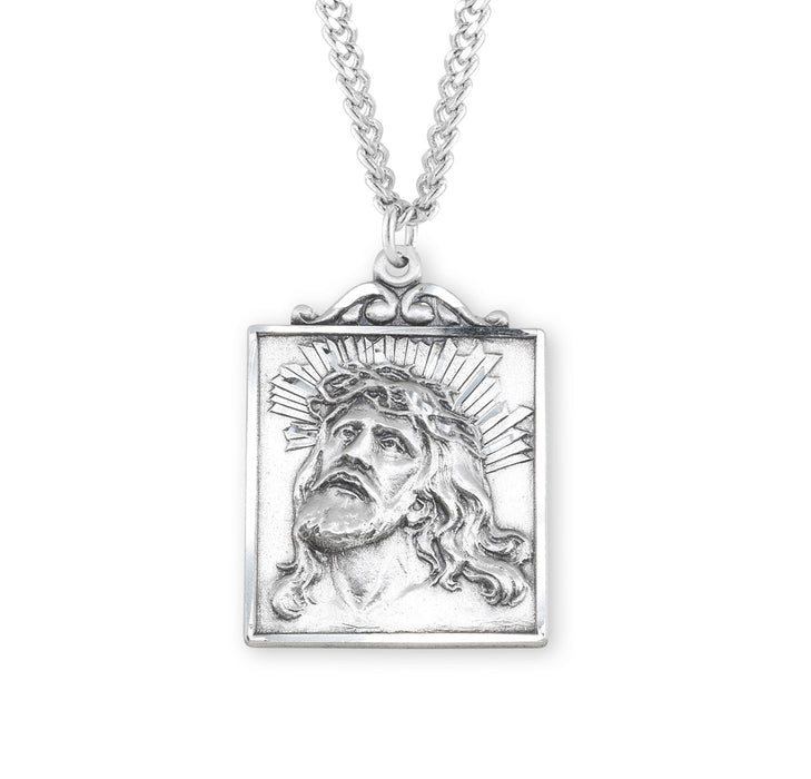 Sterling Silver Square "Crown of Thorns" Medal - S120724