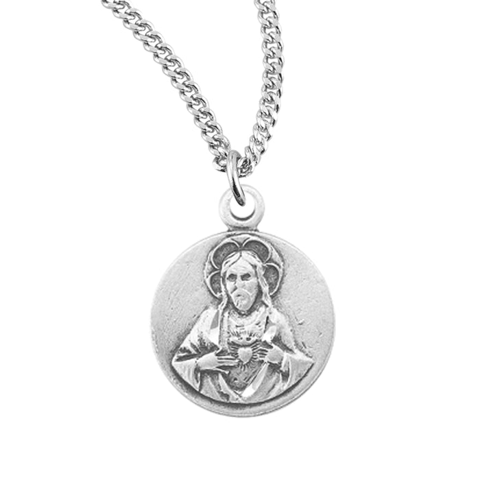 Sterling Silver Scapular Sacred Heart of Jesus Medal - S121118