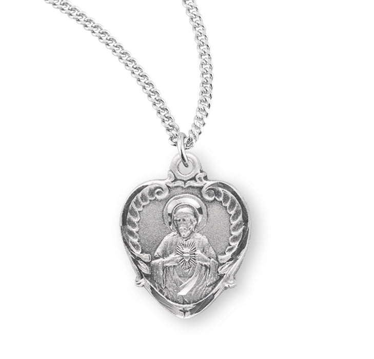 Sterling Silver Scapular Sacred Heart of Jesus Medal - S121718