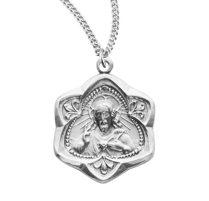 Sacred Heart of Jesus Sterling Silver Scapular Medal - S122618