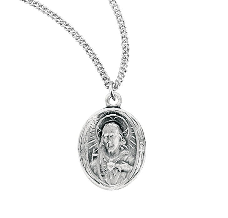 Sacred Heart of Jesus Sterling Silver Scapular Medal - S124318