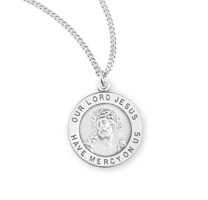 Sterling Silver Round Lord Jesus Christ Medal - S125318