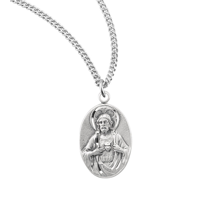 Sterling Silver Scapular Sacred Heart of Jesus Medal - S127418