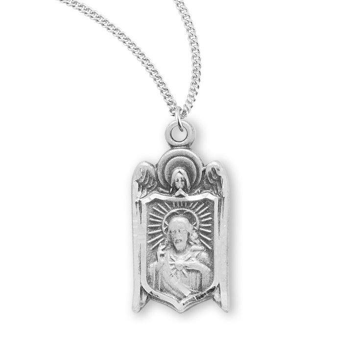 Sterling Scapular Heart of Jesus Medal - S128318