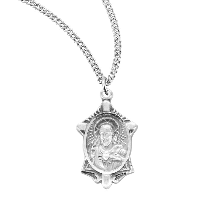 Sacred Heart of Jesus Sterling Silver Scapular Medal - S129618