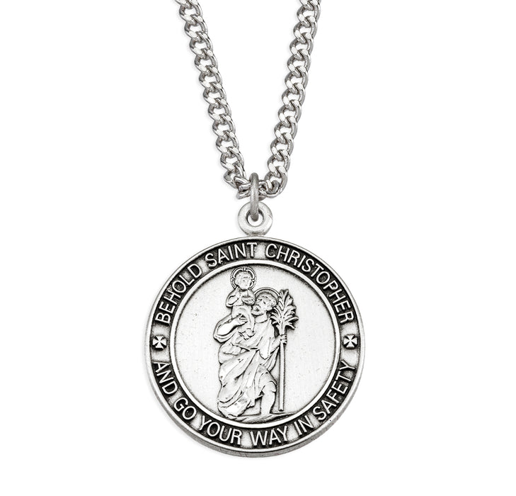 Sterling Silver St. Christopher Pendant with Border - S131424