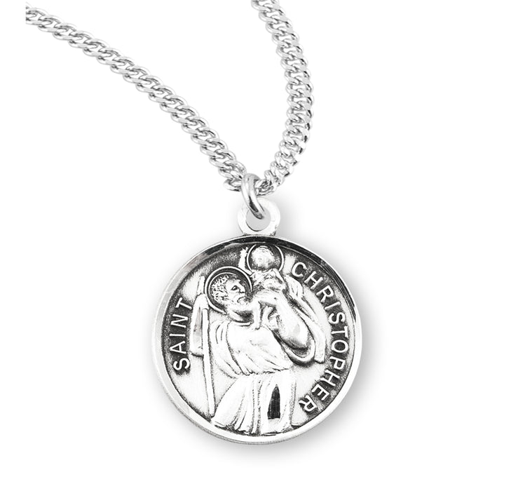 Saint Christopher Round Sterling Silver Medal - S133420