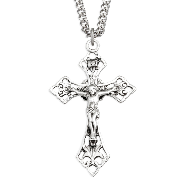 Sterling Silver Pierced Crucifix with Angle Tips - S13524