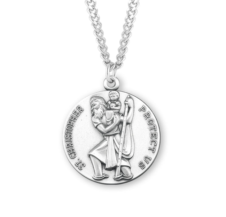 Saint Christopher Round Sterling Silver Medal - S139927