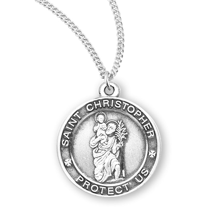 Saint Christopher Round Sterling Silver Medal - S151218