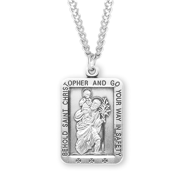 Saint Christopher Square Sterling Silver Medal - S152024