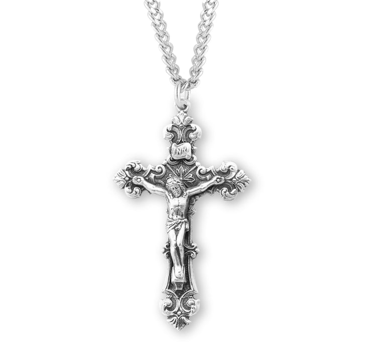 Sterling Silver Filigree Scroll Relief Design Crucifix - S15324