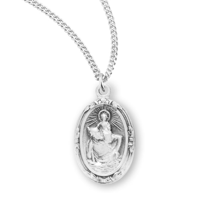 Saint Christopher Oval Sterling Silver Medal - S154918