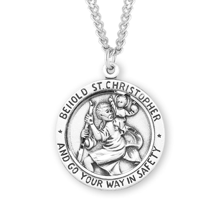 Saint Christopher Round Sterling Silver Medal - S155324