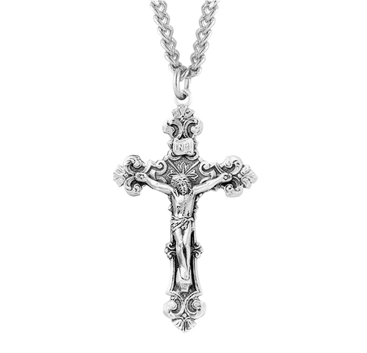 Sterling Silver Filigree Scroll Relief Design Crucifix - S15524