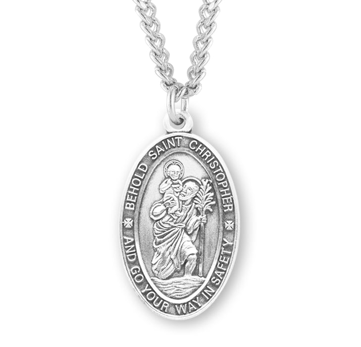 Saint Christopher Oval Sterling Silver Medal - S156024