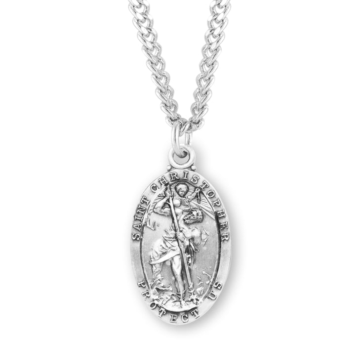 Saint Christopher Oval Sterling Silver Medal - S157024