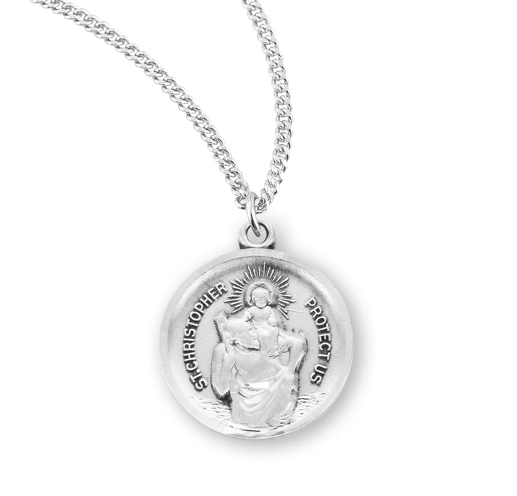 Saint Christopher Round Sterling Silver Medal - S158118