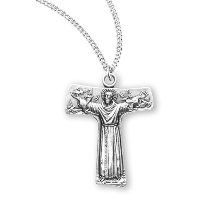 Saint Francis of Assisi "Tau" Sterling Silver Cross Medal - S158518