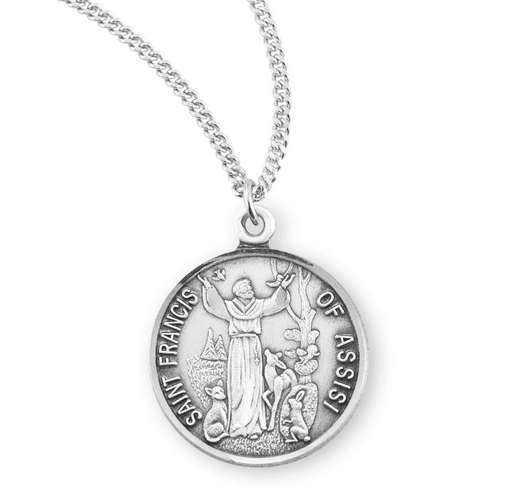 Saint Francis of Assisi Round Sterling Silver Medal - S158718