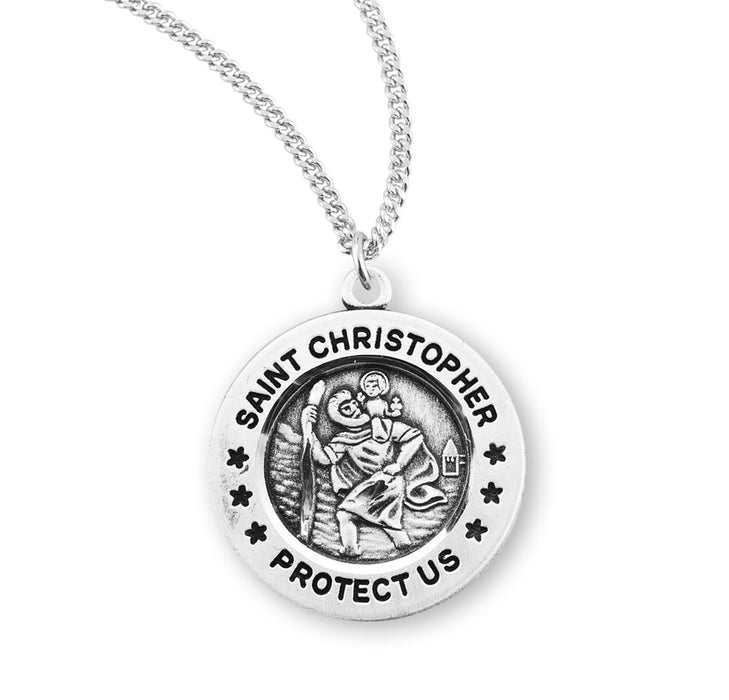 Saint Christopher Round Sterling Silver Medal - S159518