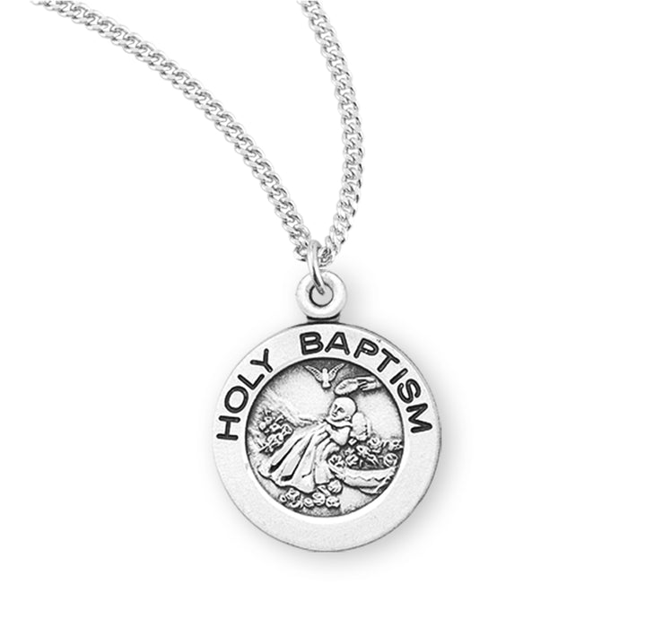 Holy Baptism Round Sterling Silver Medal - S159618