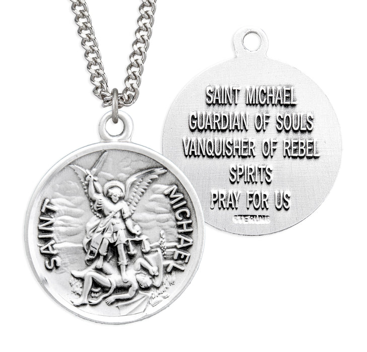 Saint Michael Round Sterling Silver Medal - S160124