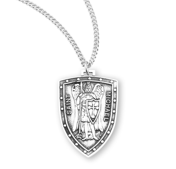 Saint Michael Sterling Silver Shield Medal - S162118