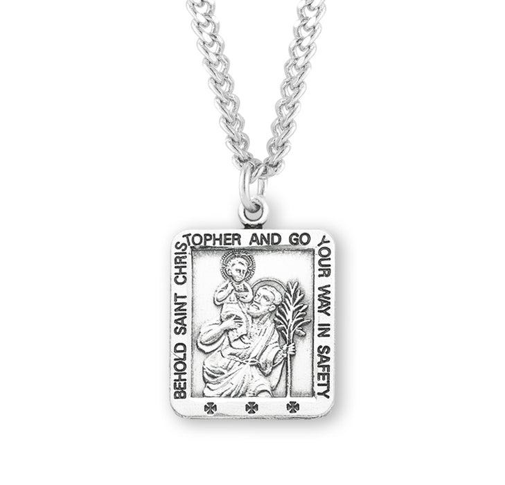 Saint Christopher Square Sterling Silver Medal - S162524