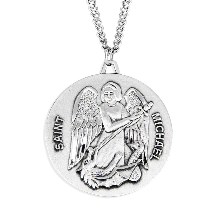 Saint Michael Round Sterling Silver Medal - S162627