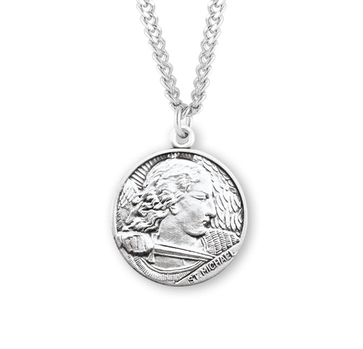 Saint Michael Round Sterling Silver Medal - S163524