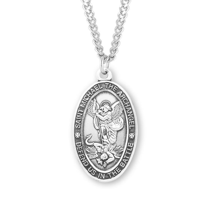 Saint Michael Oval Sterling Silver Medal - S166024