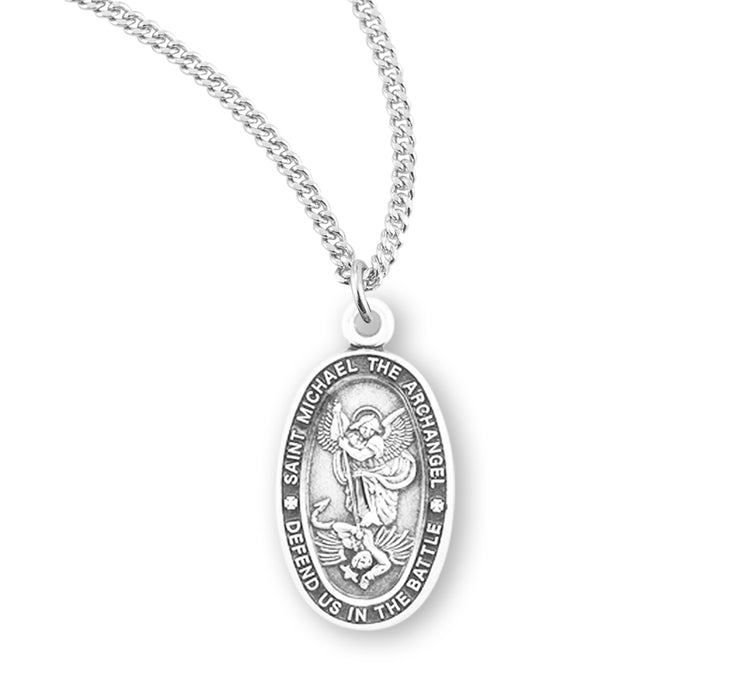 Saint Michael Oval Sterling Silver Medal - S166218