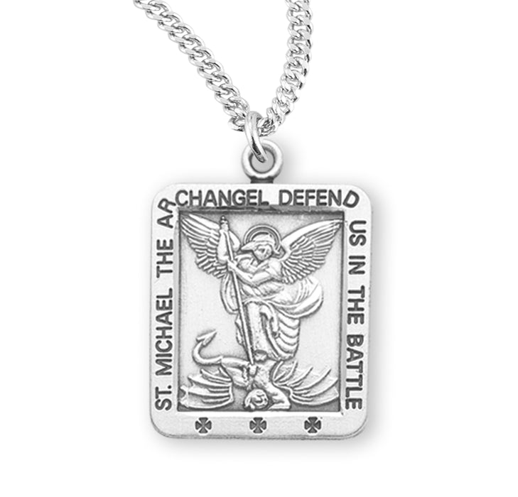 Saint Michael Square Sterling Silver Medal - S167120