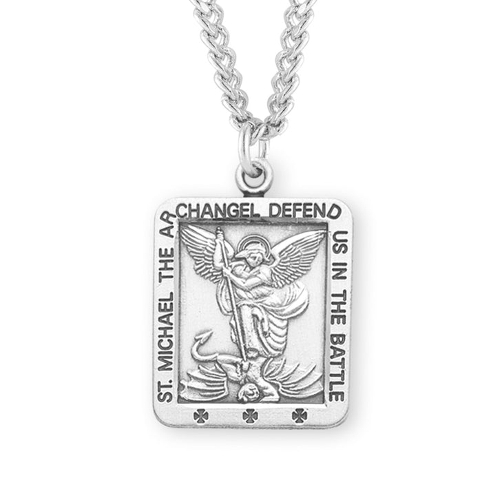 Saint Michael Square Sterling Silver Medal - S167224