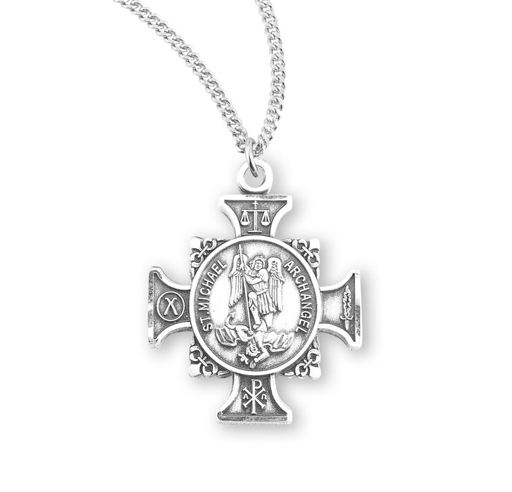 Saint Michael Sterling Silver Maltese Cross - S167518