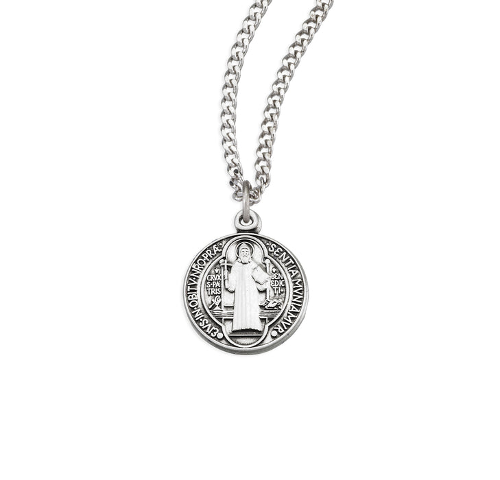 Saint Benedict Round Sterling Silver Medal - S167818