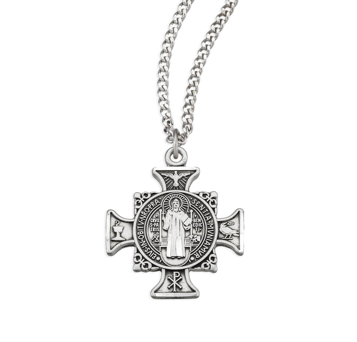 Sterling Silver Maltese Benedictine Medal - S168824