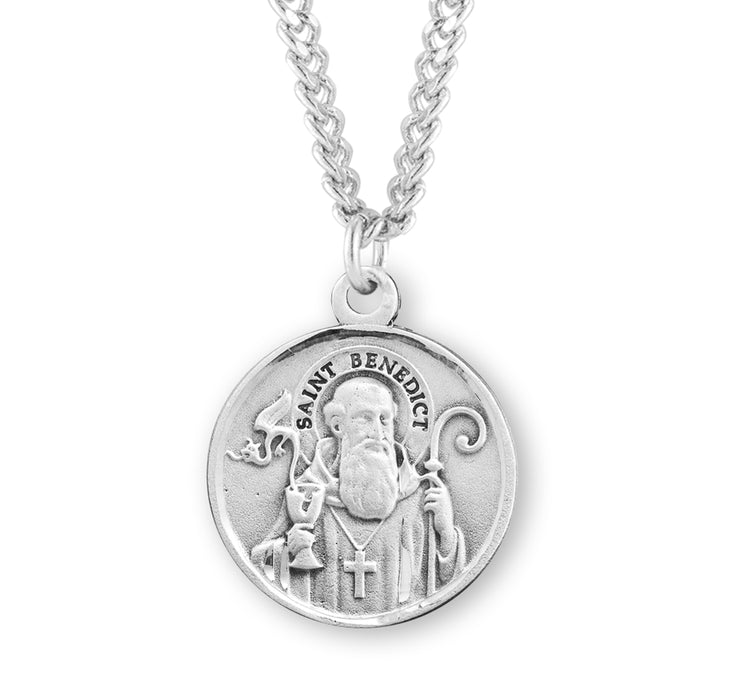 Saint Benedict Round Sterling Silver Medal - S169224