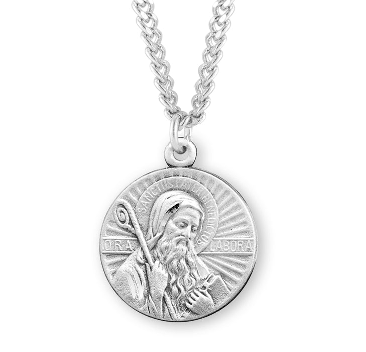 Saint Benedict Round Sterling Silver Medal - S169424