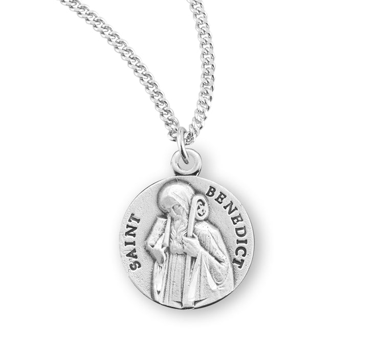 Saint Benedict Round Sterling Silver Medal - S169620