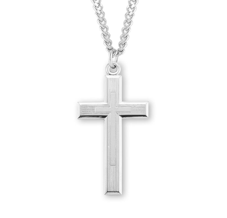 Sterling Silver Engraved Cross - S170924