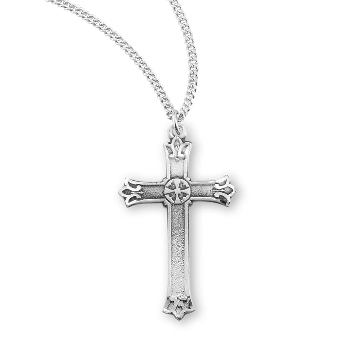 Sterling Silver Flared Tip Designed Cross - S172818