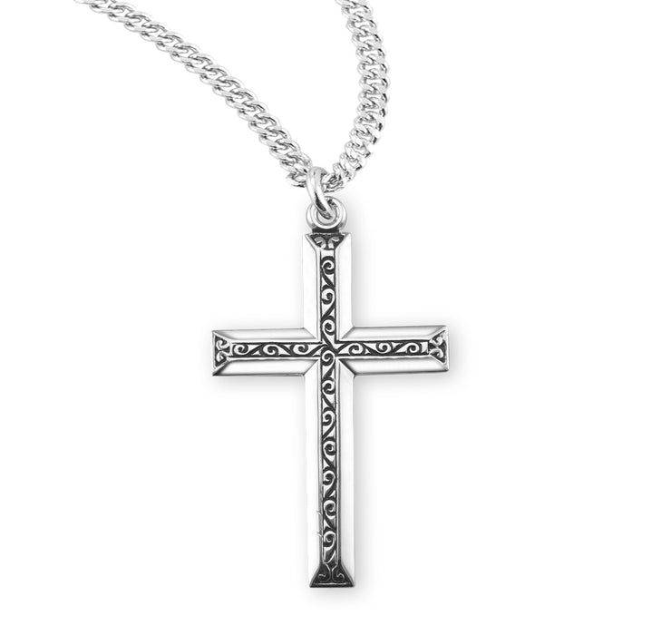 Sterling Silver Black Enameled Cross - S1735BK20