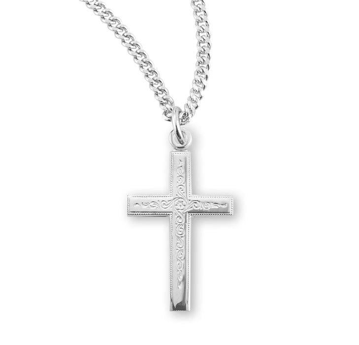 Sterling Silver Vine Pattern Cross - S173918