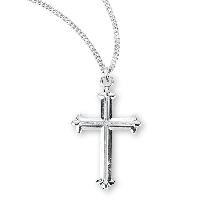 Fleur De Lis Tipped Sterling Silver Cross - S174518