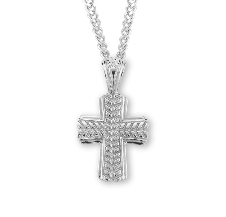 Sterling Silver Wide Wheat Cross - S179924